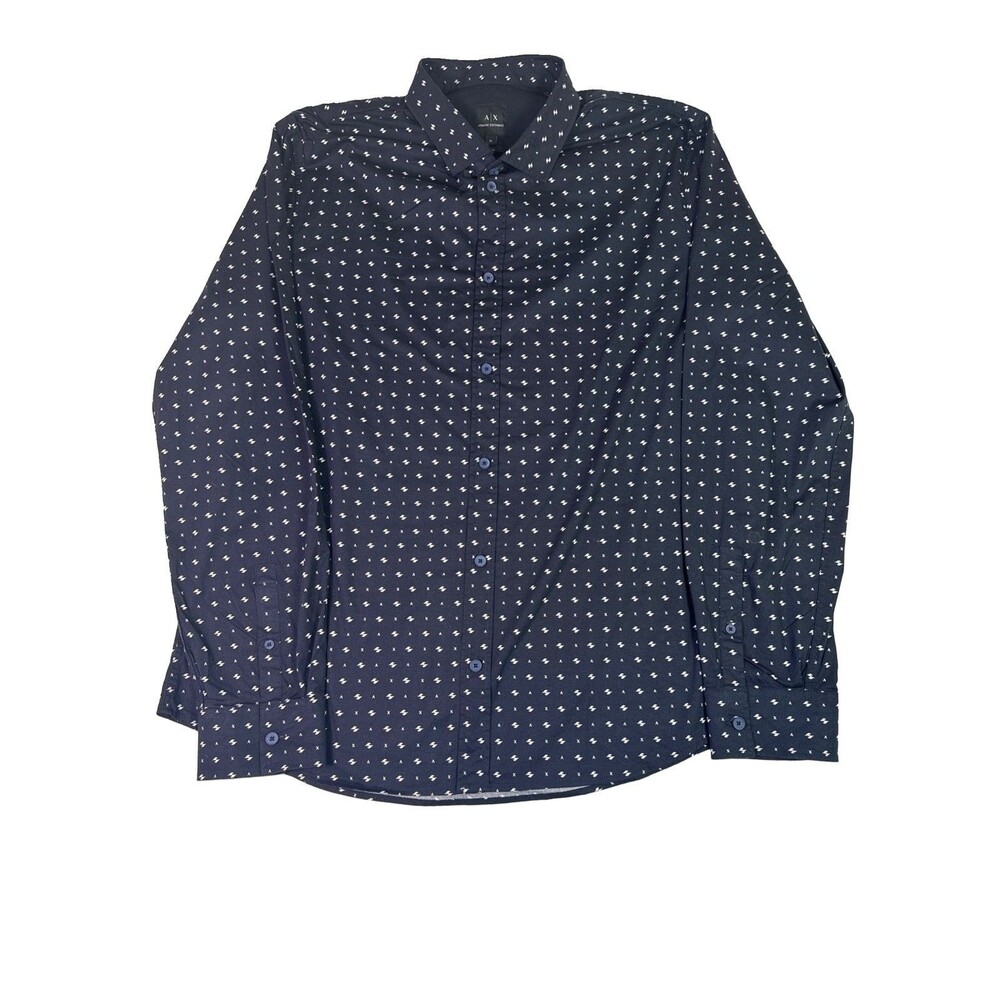 Armani Exchange Men’s Long sleeve XL Navy blue Slim Fit Monogram Print.